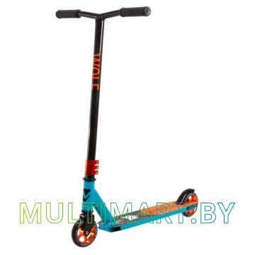 Самокат Novatrack Wolf  EL Alloy 110A.WOLF.BBL21 (синий/оранжевый. 2021)